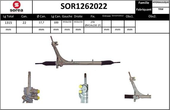 EAI SOR1262022 - Рулевой механизм, рейка autospares.lv