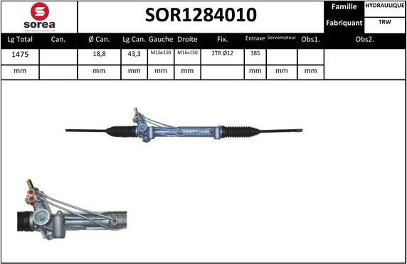 EAI SOR1284010 - Рулевой механизм, рейка autospares.lv