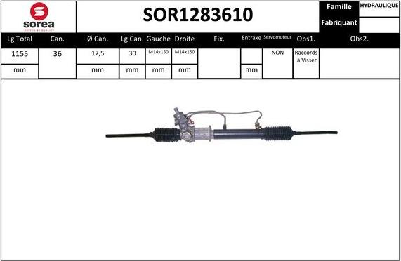 EAI SOR1283610 - Рулевой механизм, рейка autospares.lv