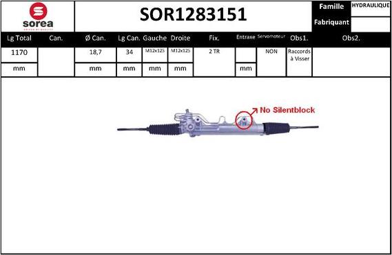 EAI SOR1283151 - Рулевой механизм, рейка autospares.lv