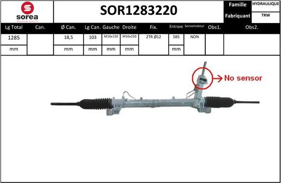 EAI SOR1283220 - Рулевой механизм, рейка autospares.lv