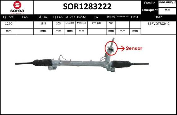 EAI SOR1283222 - Рулевой механизм, рейка autospares.lv