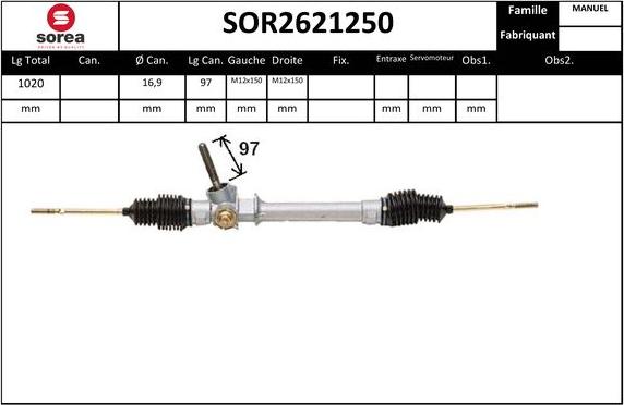 EAI SOR2621250 - Рулевой механизм, рейка autospares.lv
