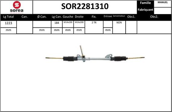 EAI SOR2281310 - Рулевой механизм, рейка autospares.lv