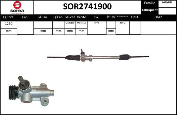 EAI SOR2741900 - Рулевой механизм, рейка autospares.lv