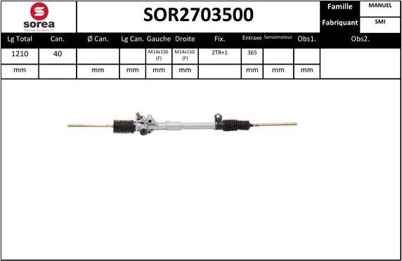 EAI SOR2703500 - Рулевой механизм, рейка autospares.lv