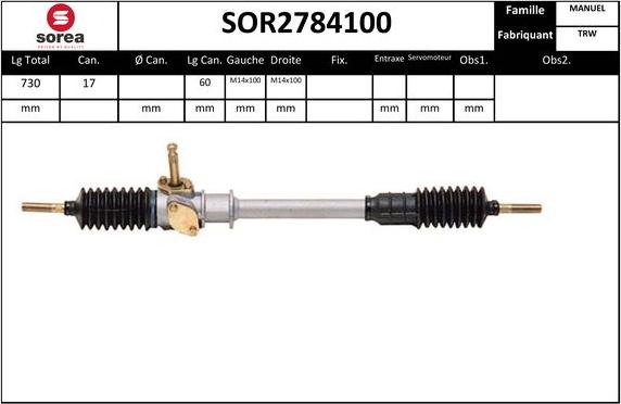 EAI SOR2784100 - Рулевой механизм, рейка autospares.lv