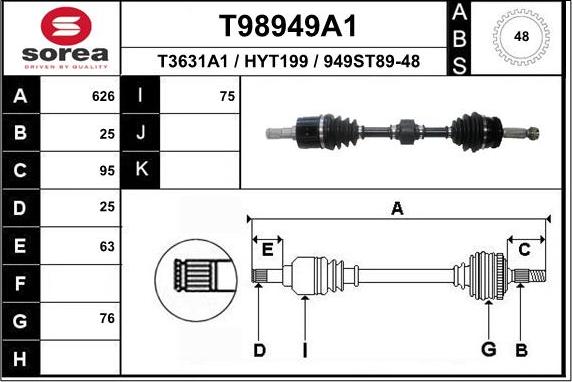 EAI T98949A1 - Приводной вал autospares.lv