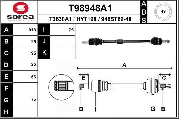 EAI T98948A1 - Приводной вал autospares.lv