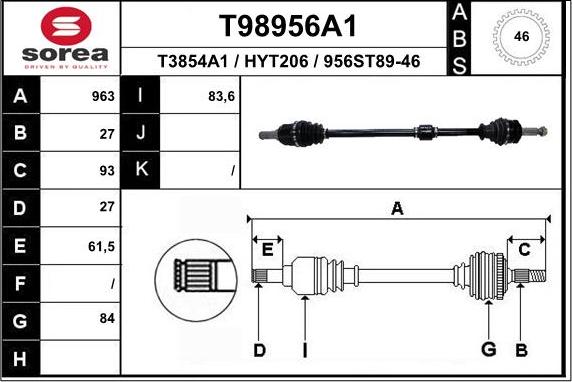 EAI T98956A1 - Приводной вал autospares.lv