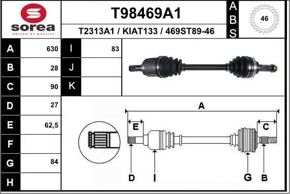 EAI T98469A1 - Приводной вал autospares.lv