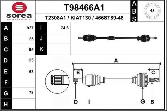 EAI T98466A1 - Приводной вал autospares.lv