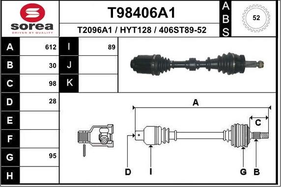 EAI T98406A1 - Приводной вал autospares.lv