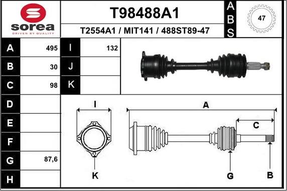 EAI T98488A1 - Приводной вал autospares.lv