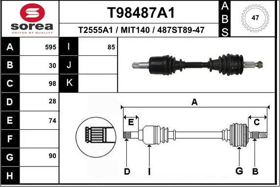 EAI T98487A1 - Приводной вал autospares.lv