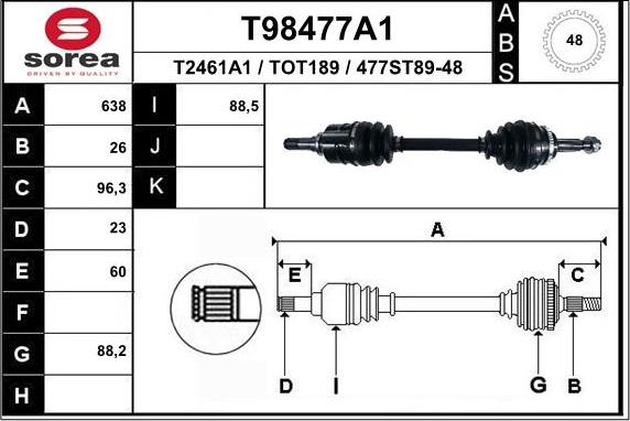 EAI T98477A1 - Приводной вал autospares.lv