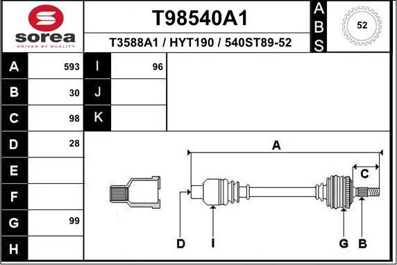 EAI T98540A1 - Приводной вал autospares.lv