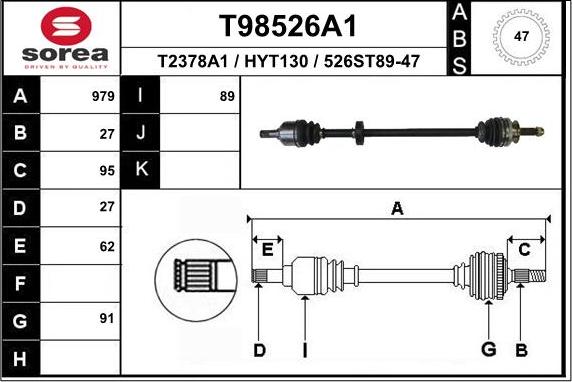 EAI T98526A1 - Приводной вал autospares.lv