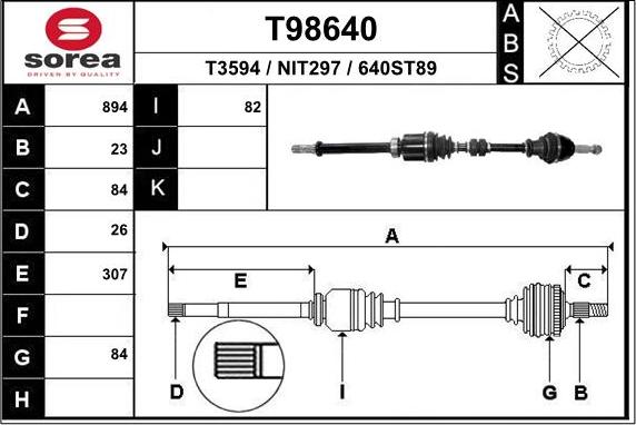 EAI T98640 - Приводной вал autospares.lv