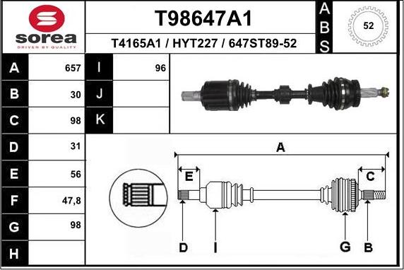 EAI T98647A1 - Приводной вал autospares.lv