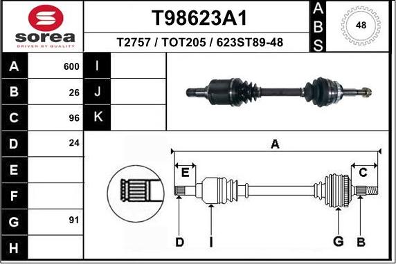 EAI T98623A1 - Приводной вал autospares.lv