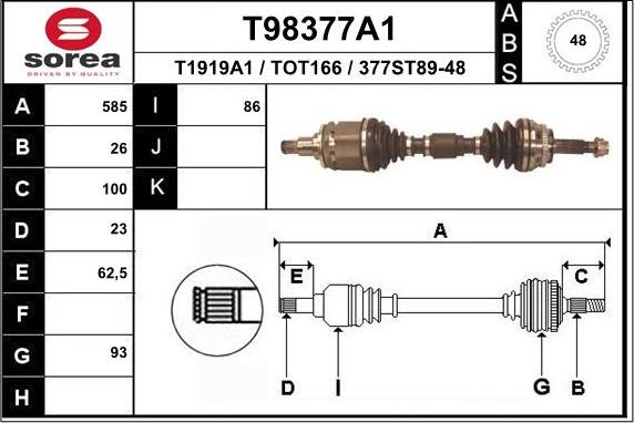 EAI T98377A1 - Приводной вал autospares.lv