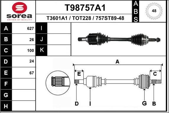 EAI T98757A1 - Приводной вал autospares.lv