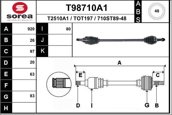 EAI T98710A1 - Приводной вал autospares.lv