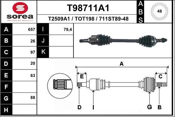 EAI T98711A1 - Приводной вал autospares.lv