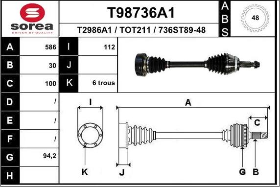 EAI T98736A1 - Приводной вал autospares.lv