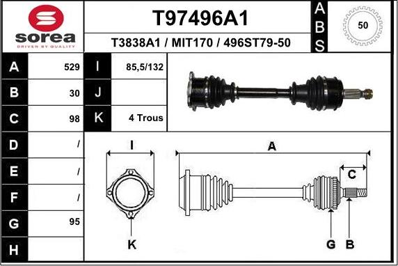 EAI T97496A1 - Приводной вал autospares.lv