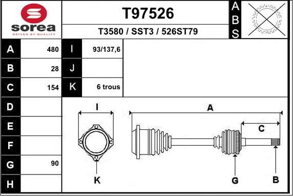 EAI T97526 - Приводной вал autospares.lv