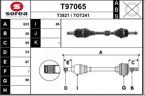 EAI T97065 - Приводной вал autospares.lv