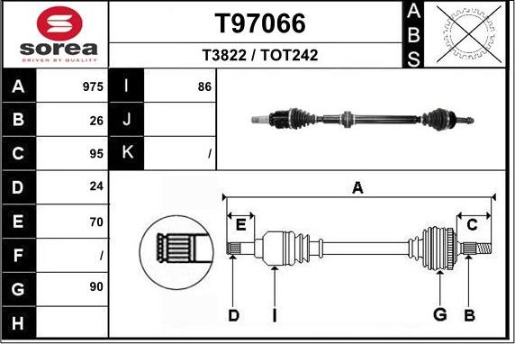 EAI T97066 - Приводной вал autospares.lv