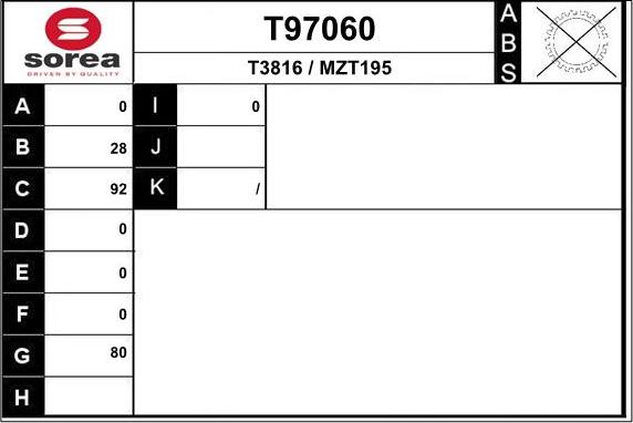 EAI T97060 - Приводной вал autospares.lv