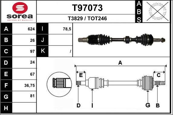 EAI T97073 - Приводной вал autospares.lv