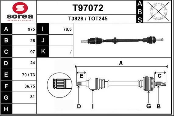 EAI T97072 - Приводной вал autospares.lv