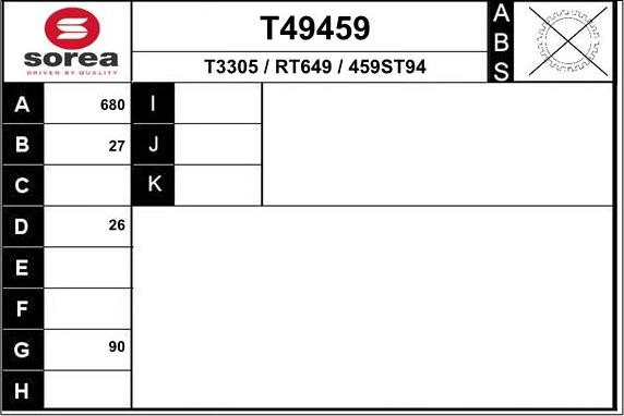 EAI T49459 - Приводной вал autospares.lv