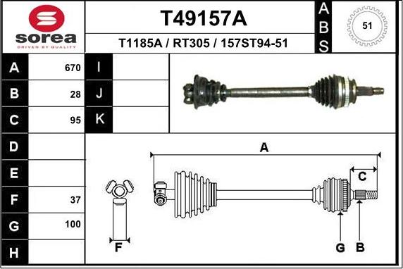 EAI T49157A - Приводной вал autospares.lv