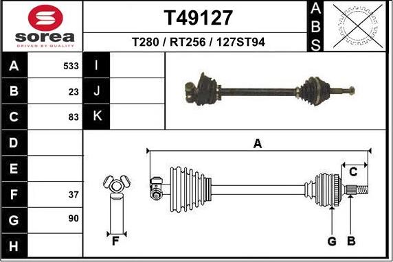 EAI T49127 - Приводной вал autospares.lv