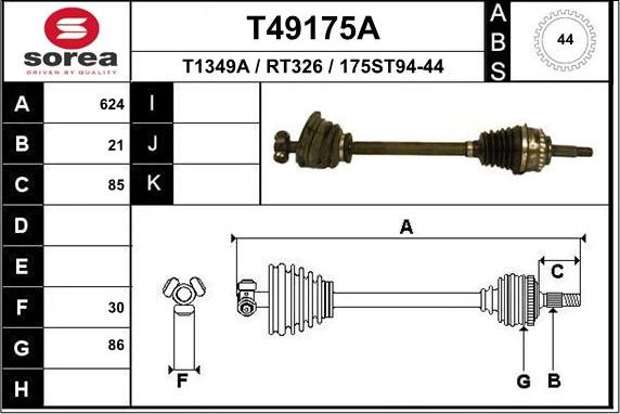 EAI T49175A - Приводной вал autospares.lv