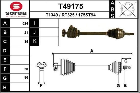 EAI T49175 - Приводной вал autospares.lv