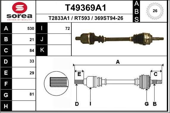 EAI T49369A1 - Приводной вал autospares.lv