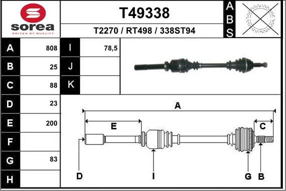 EAI T49338 - Приводной вал autospares.lv