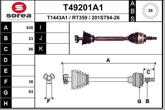 EAI T49201A1 - Приводной вал autospares.lv