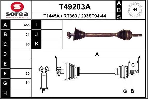 EAI T49203A - Приводной вал autospares.lv