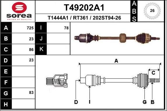 EAI T49202A1 - Приводной вал autospares.lv