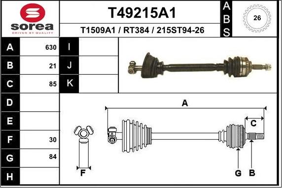 EAI T49215A1 - Приводной вал autospares.lv