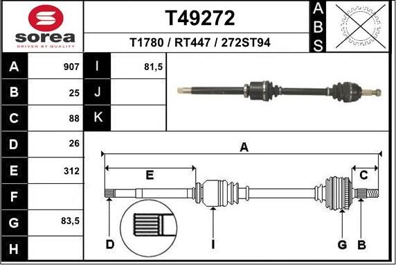 EAI T49272 - Приводной вал autospares.lv