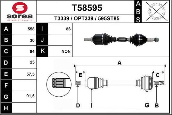 EAI T58595 - Приводной вал autospares.lv